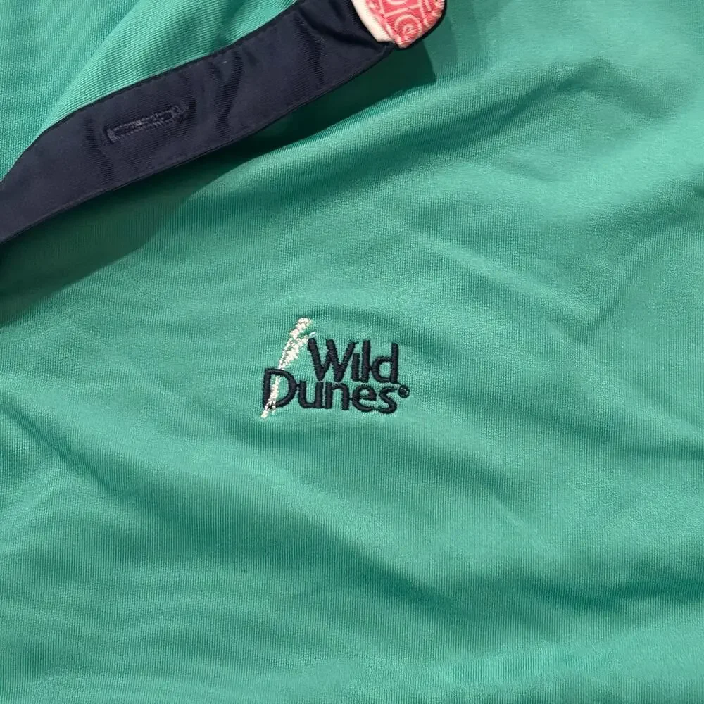 FootJoy Green Golf Polo Contrast Collar & Placket Medium Wild Dunes CC Logo